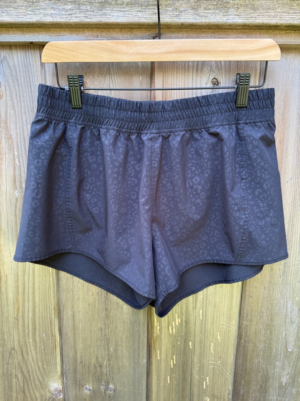 Source Unknown Black Leopard-Print Athletic Shorts